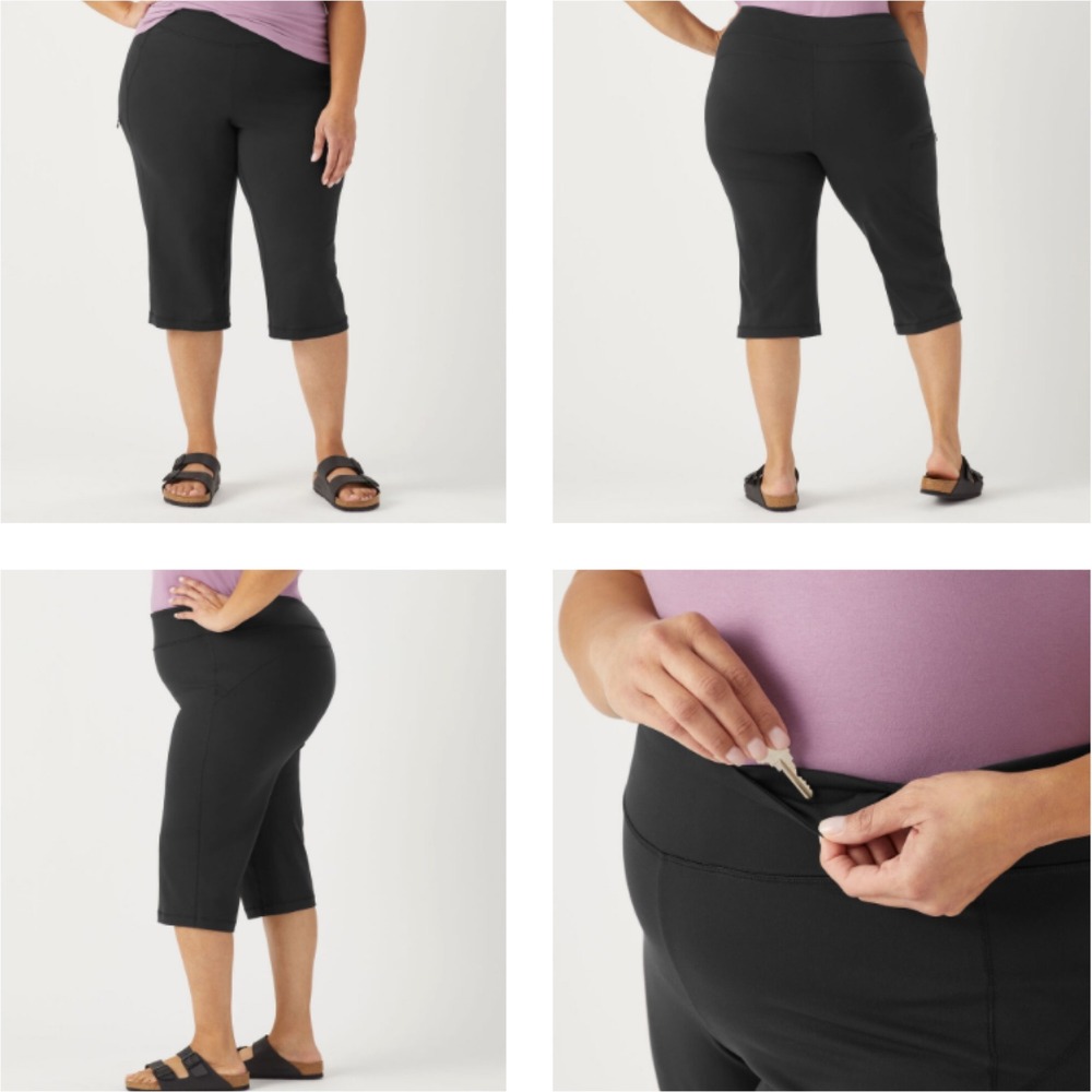 Duluth Trading Co Womens Plus NoGA Classic Capris Black 3X Yoga Hiking Active